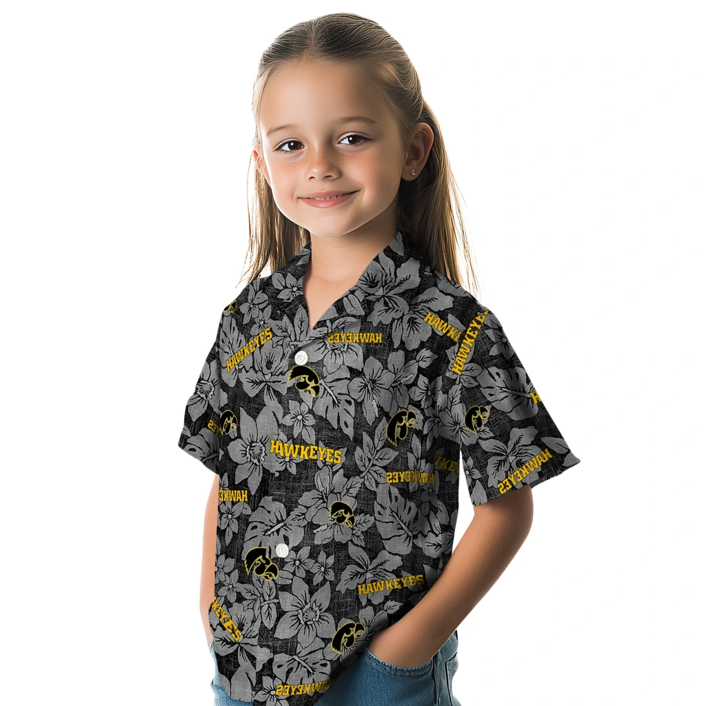 Iowa Hawkeyes Hawaiian Shirt - Hibiscus Oasis iowa hawkeyes hibiscus oasis black hawaiian shirts premium grade