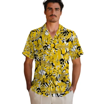 iowa hawkeyes hibiscus overlay hawaiian shirts fashion forward