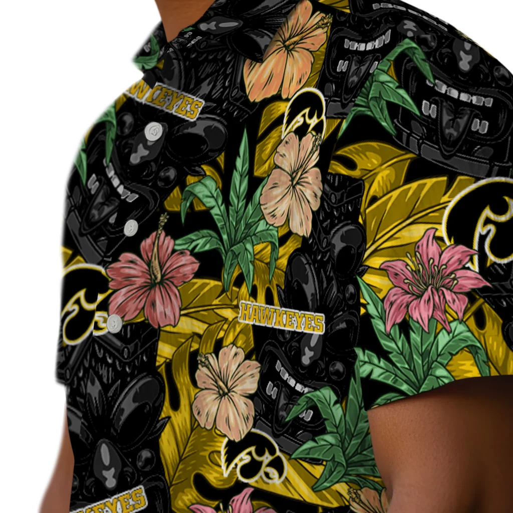 Iowa Hawkeyes Hawaiian Shirt - Hibiscus Tiki Jungle iowa hawkeyes tiki jungle black hawaiian shirts trendy
