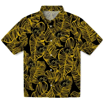 iowa hawkeyes leaf outline black hawaiian shirts best selling