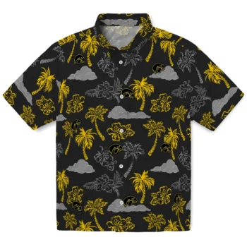 iowa hawkeyes palm and clouds black hawaiian shirts best selling