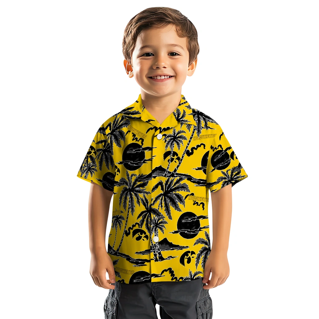 Iowa Hawkeyes Hawaiian Shirt - Palm Sunset iowa hawkeyes palm sunset hawaiian shirts top rated