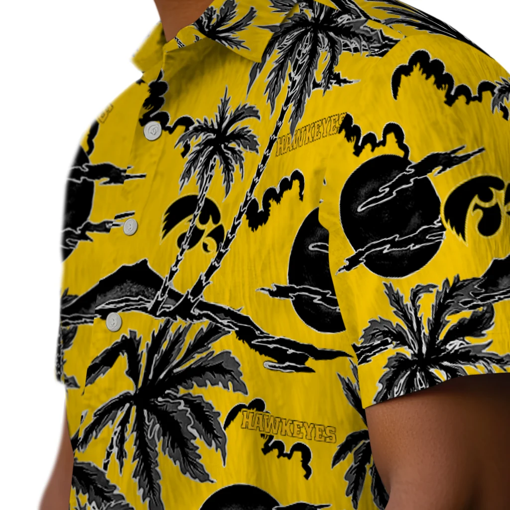 Iowa Hawkeyes Hawaiian Shirt - Palm Sunset iowa hawkeyes palm sunset hawaiian shirts trendy