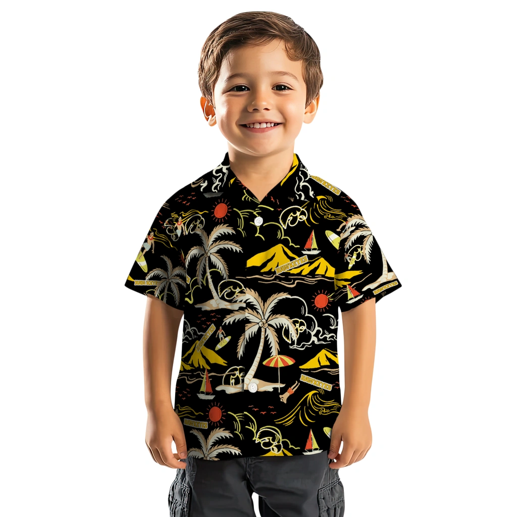 Iowa Hawkeyes Hawaiian Shirt - Palm Tree Island iowa hawkeyes palm tree island black hawaiian shirts top rated
