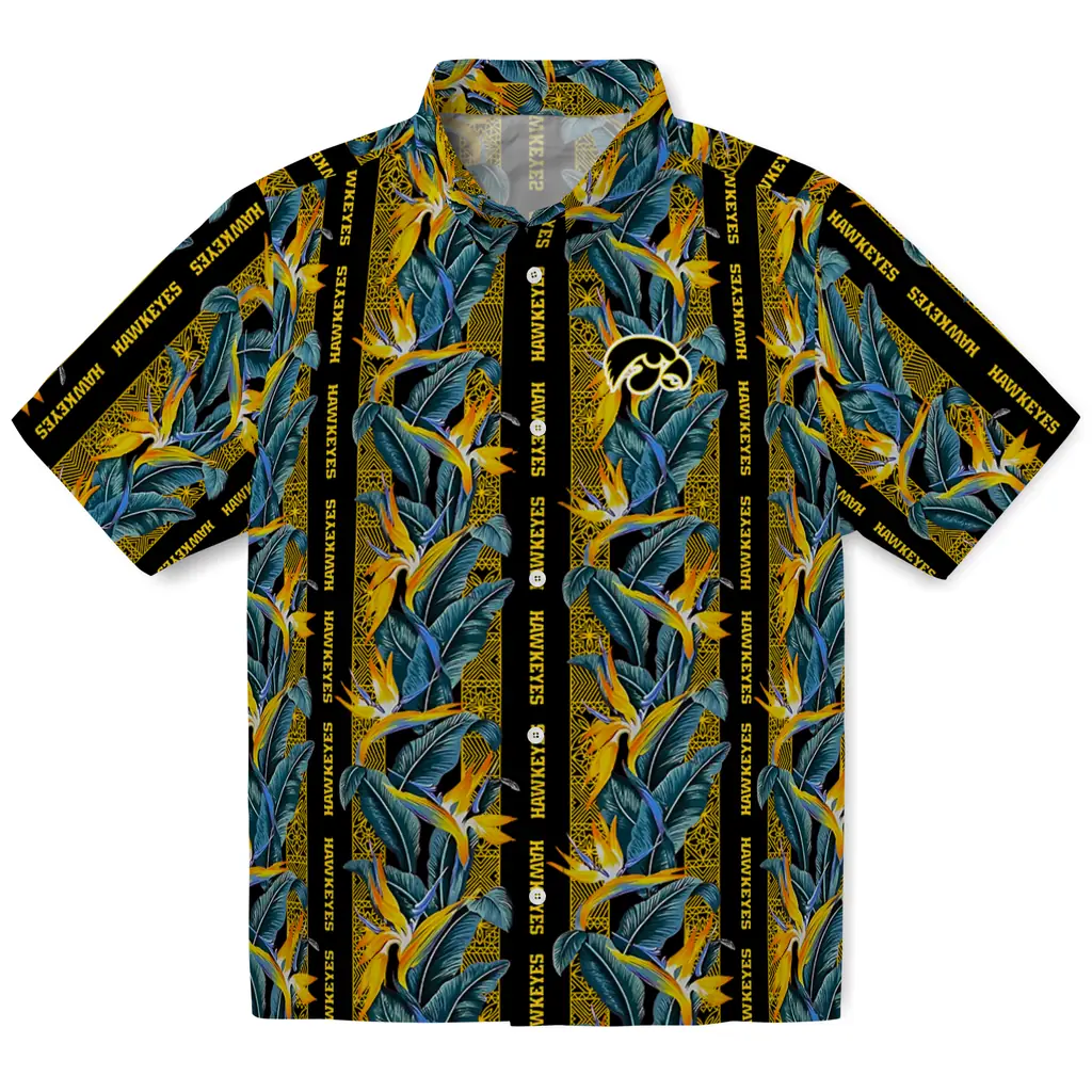 Iowa Hawkeyes Hawaiian Shirt - Paradise Vines iowa hawkeyes paradise vines black hawaiian shirts best selling