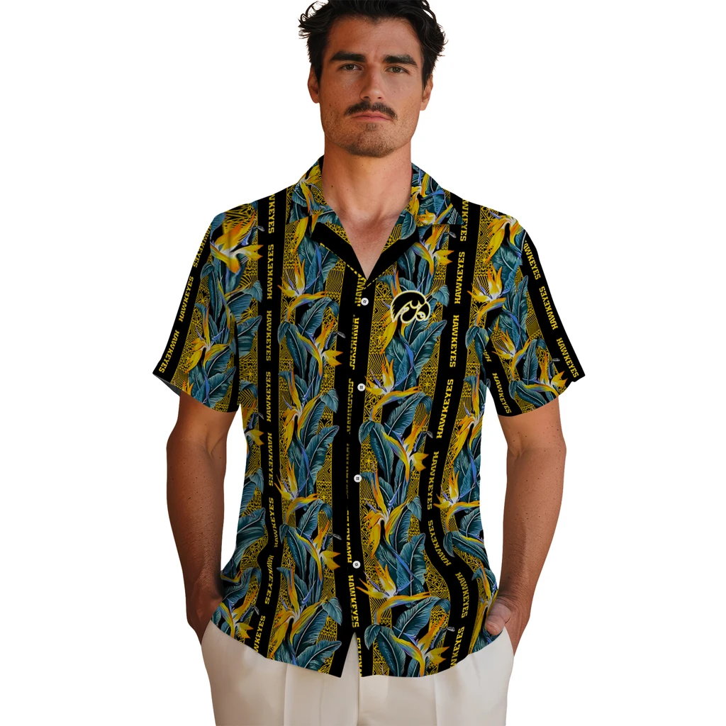 Iowa Hawkeyes Hawaiian Shirt - Paradise Vines iowa hawkeyes paradise vines black hawaiian shirts fashion forward