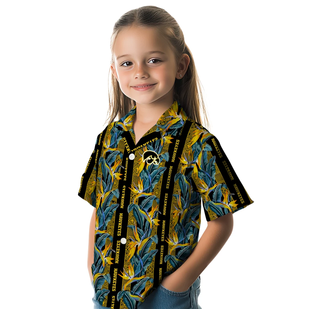 Iowa Hawkeyes Hawaiian Shirt - Paradise Vines iowa hawkeyes paradise vines black hawaiian shirts premium grade