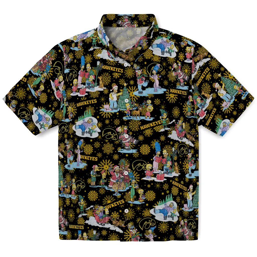 Iowa Hawkeyes Hawaiian Shirt - Simpsons Christmas iowa hawkeyes simpsons christmas black hawaiian shirts best selling