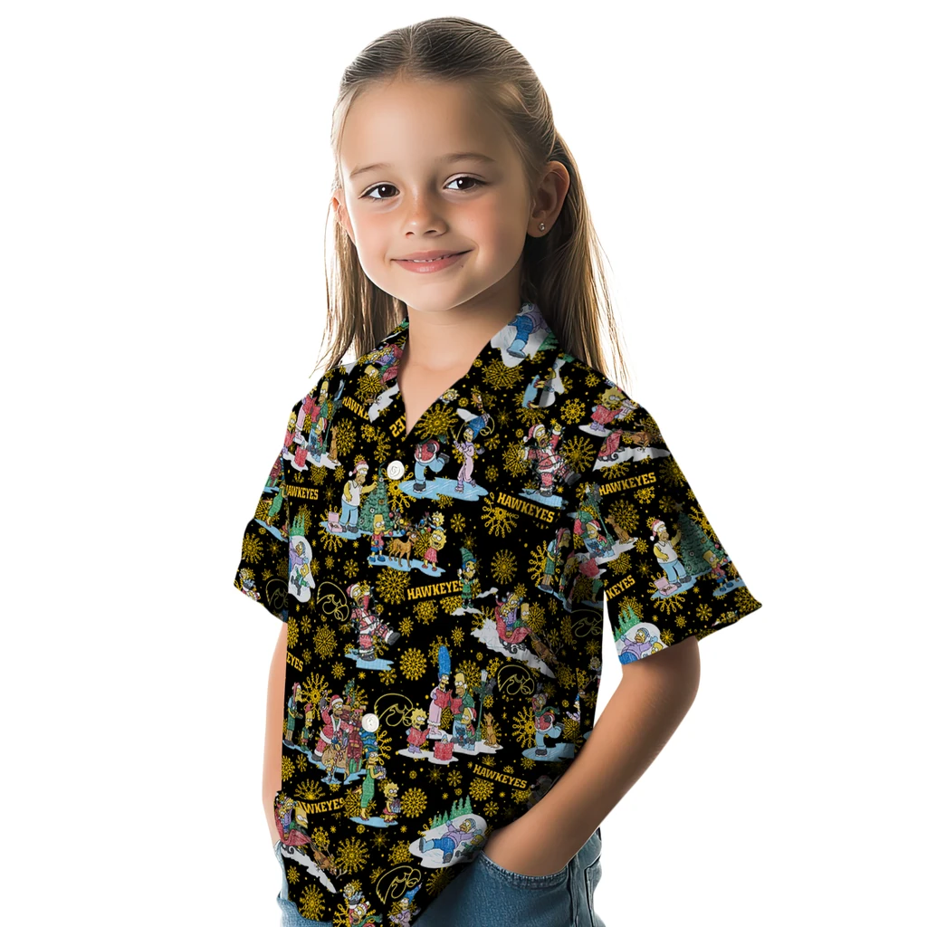 Iowa Hawkeyes Hawaiian Shirt - Simpsons Christmas iowa hawkeyes simpsons christmas black hawaiian shirts premium grade