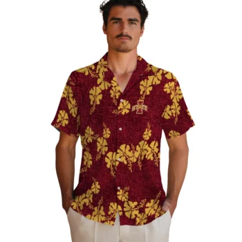 iowa state cyclones hibiscus petals red hawaiian shirts fashion forward