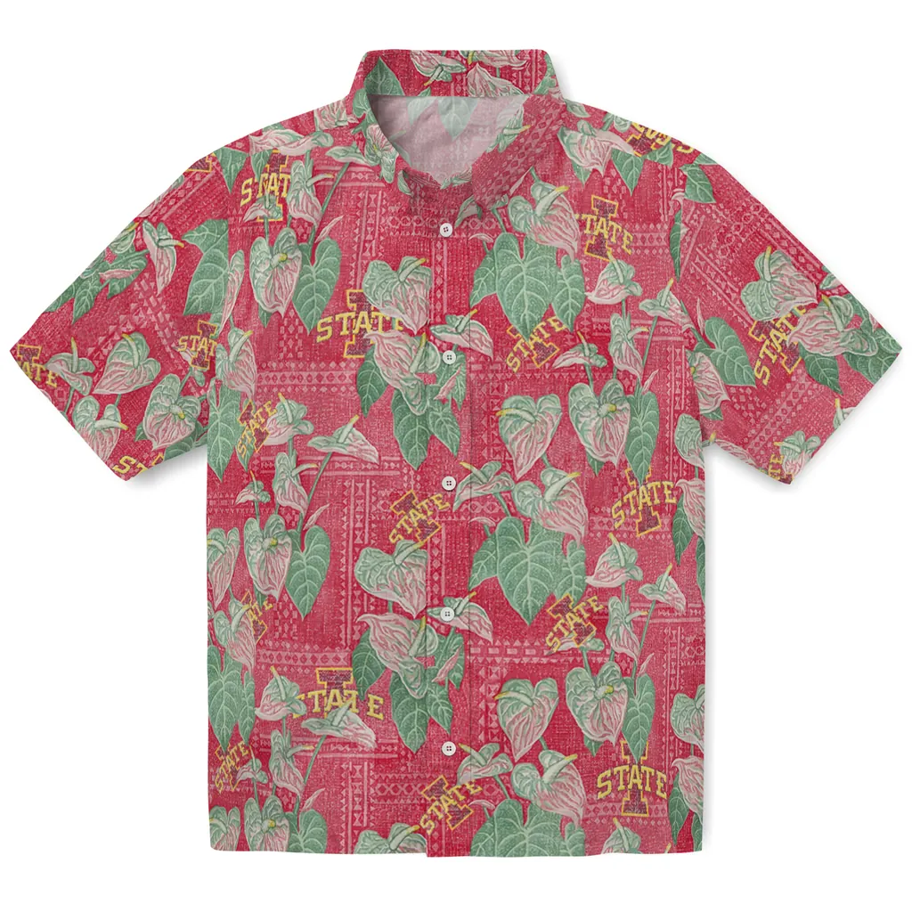 Iowa State Cyclones Hawaiian Shirt - Anthurium Overlay iowa state cyclones anthurium overlay red hawaiian shirts best selling
