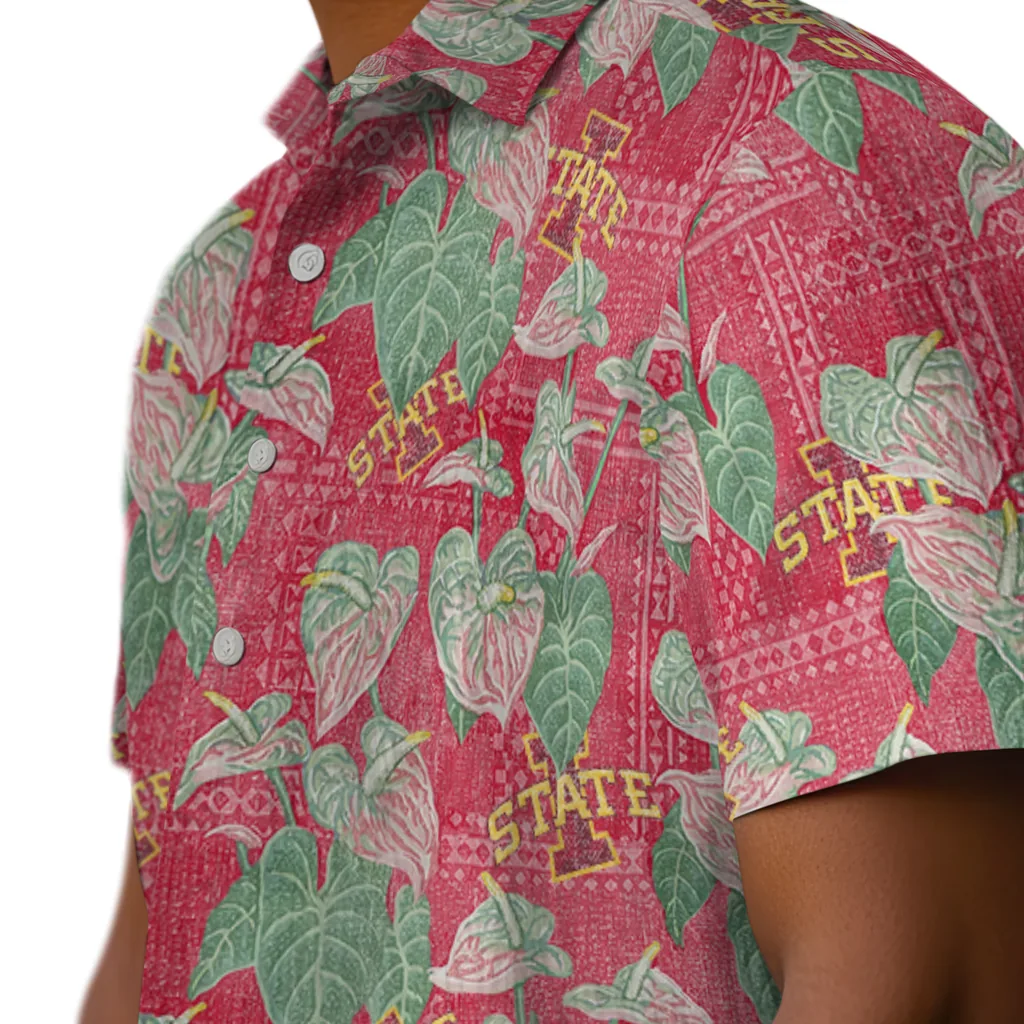 Iowa State Cyclones Hawaiian Shirt - Anthurium Overlay iowa state cyclones anthurium overlay red hawaiian shirts trendy