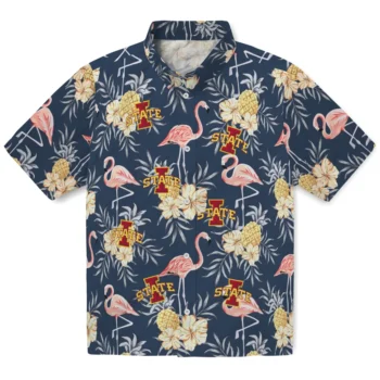iowa state cyclones flamingo hibiscus navy hawaiian shirts best selling