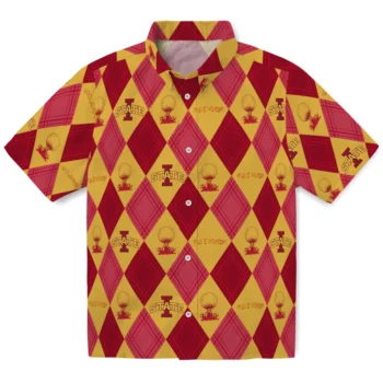 iowa state cyclones balloon plaid red hawaiian shirts best selling