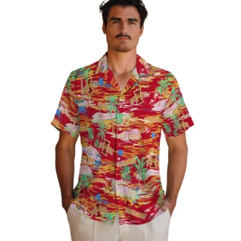 iowa state cyclones flamingo retreat red hawaiian shirts fashion forward