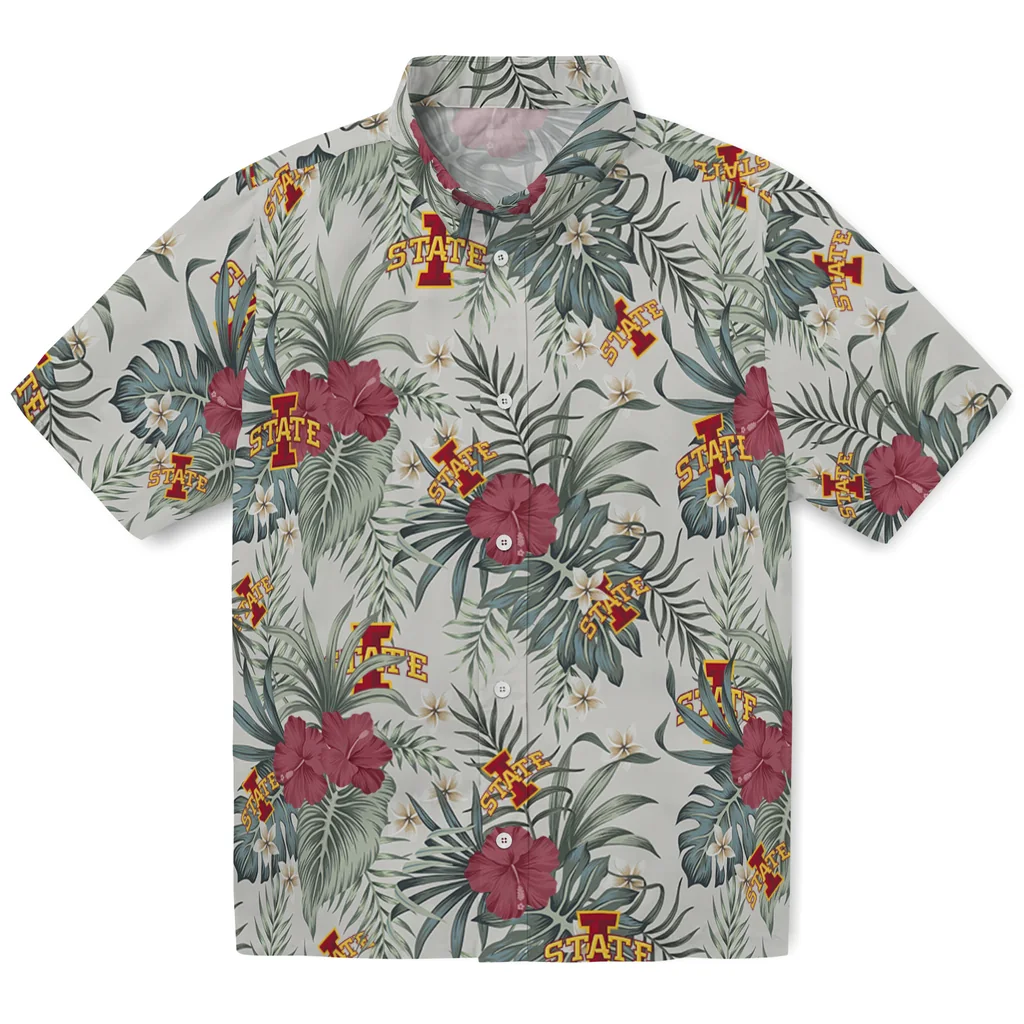 Iowa State Cyclones Hawaiian Shirt - Hibiscus Designs iowa state cyclones hibiscus designs beige hawaiian shirts best selling