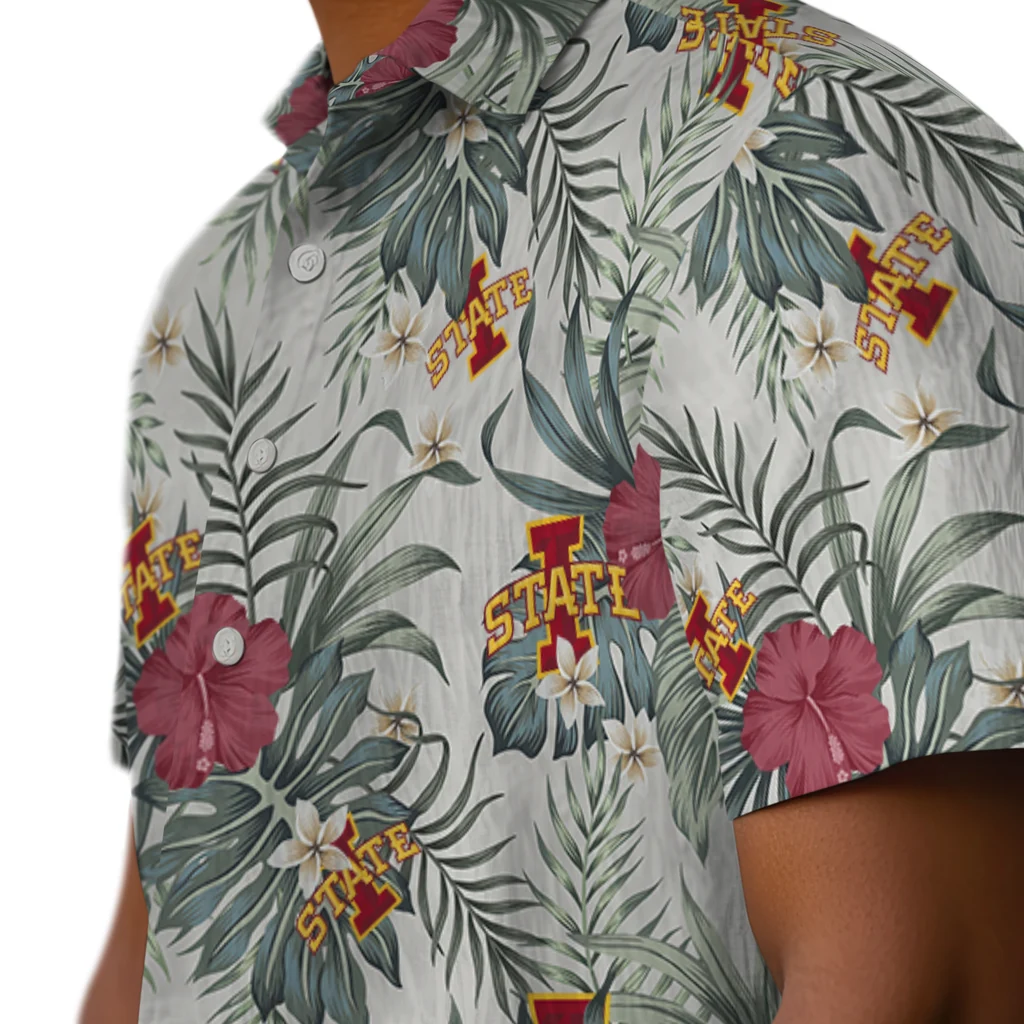 Iowa State Cyclones Hawaiian Shirt - Hibiscus Designs iowa state cyclones hibiscus designs beige hawaiian shirts trendy