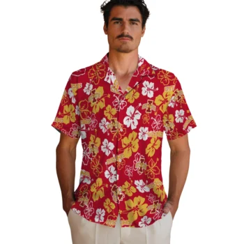iowa state cyclones hibiscus bloom red hawaiian shirts fashion forward