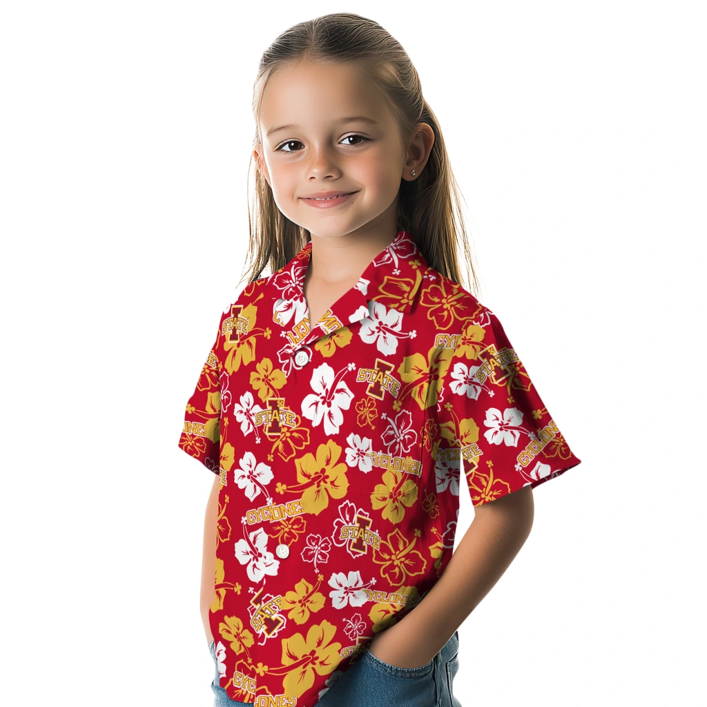 Iowa State Cyclones Hawaiian Shirt - Hibiscus Flower Design iowa state cyclones hibiscus bloom red hawaiian shirts premium grade