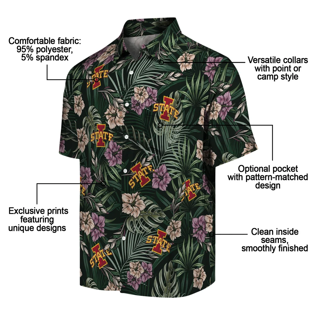 Iowa State Cyclones Hawaiian Shirt - Hibiscus Leaves Pattern iowa state cyclones hibiscus leaves pattern green hawaiian shirts new arrival