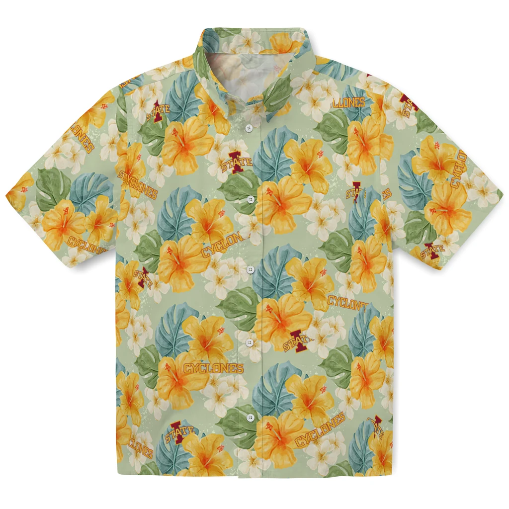 Iowa State Cyclones Hawaiian Shirt - Hibiscus Mood iowa state cyclones hibiscus mood pale lime yellow hawaiian shirts best selling