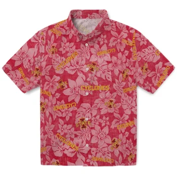 iowa state cyclones hibiscus oasis red hawaiian shirts best selling