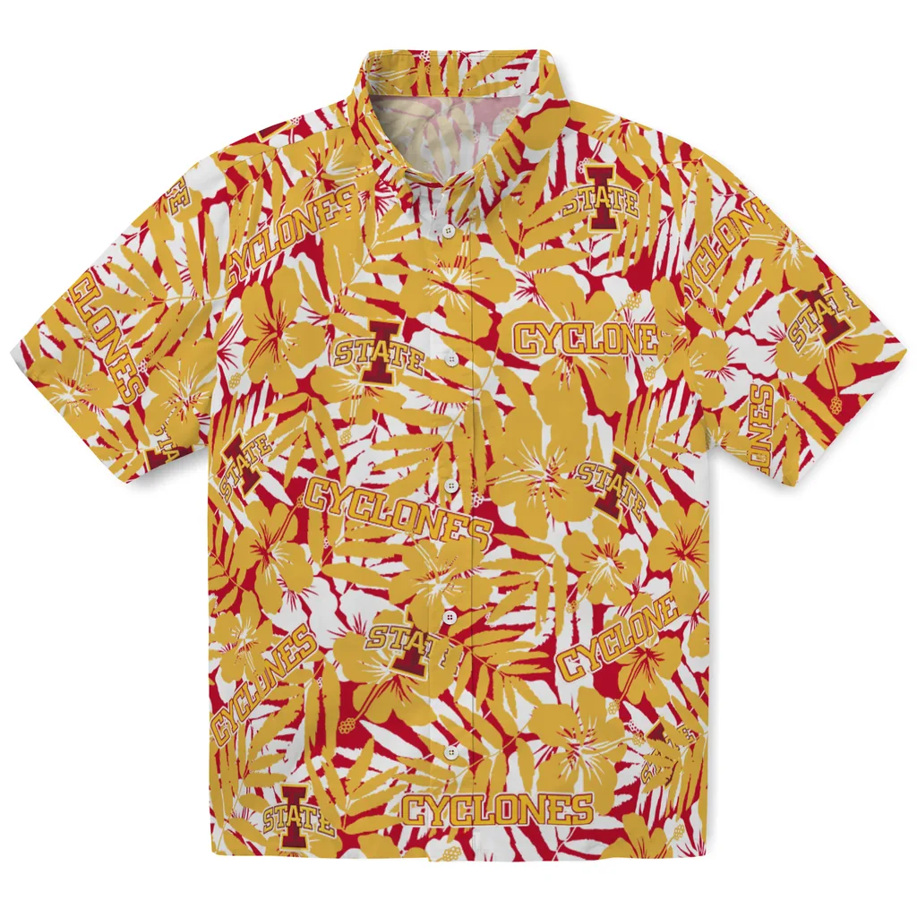 Iowa State Cyclones Hawaiian Shirt - Hibiscus Overlay iowa state cyclones hibiscus overlay hawaiian shirts best selling