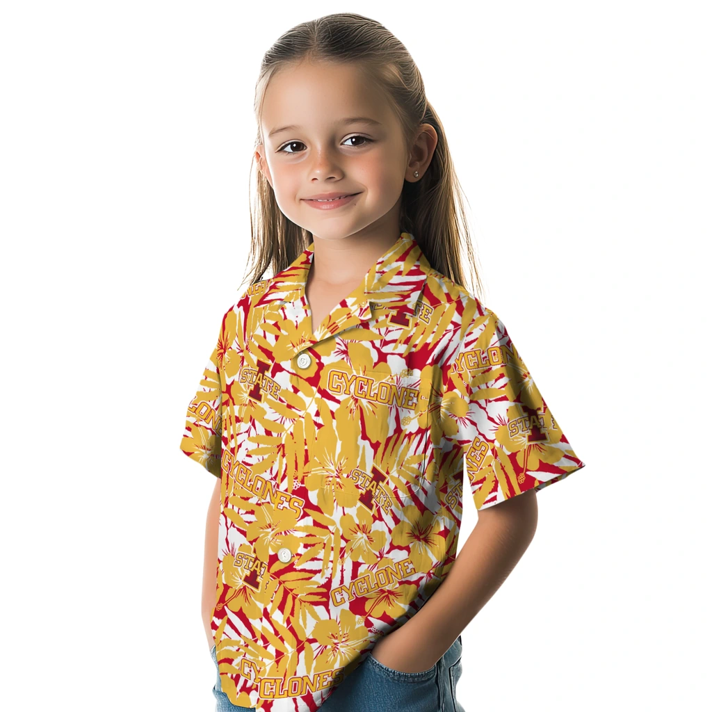 Iowa State Cyclones Hawaiian Shirt - Hibiscus Overlay iowa state cyclones hibiscus overlay hawaiian shirts premium grade
