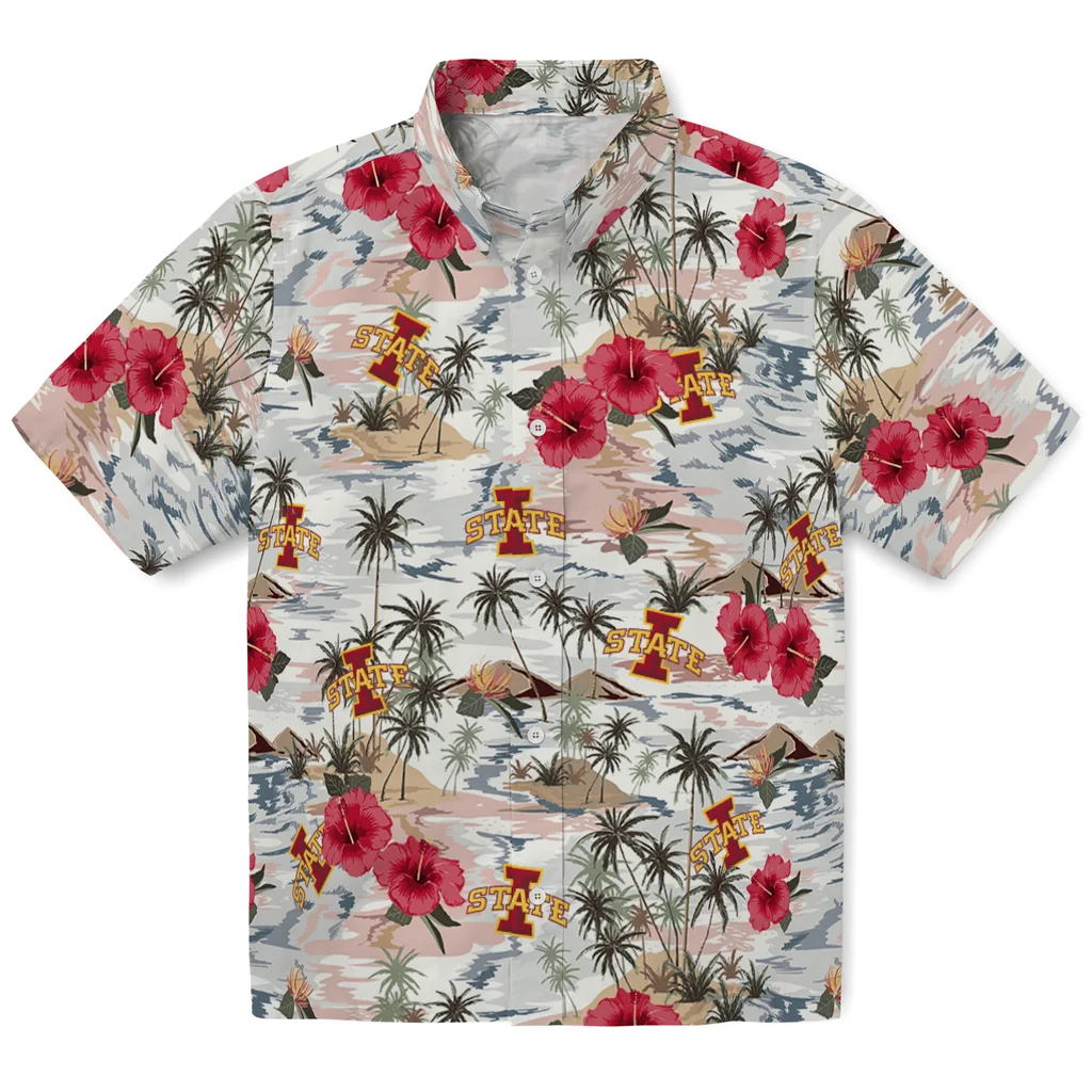 Iowa State Cyclones Hawaiian Shirt - Hibiscus Seaside iowa state cyclones hibiscus seaside white hawaiian shirts best selling