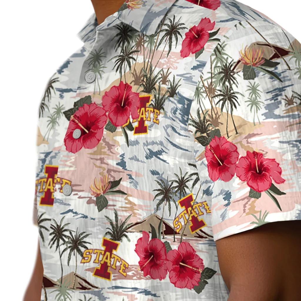Iowa State Cyclones Hawaiian Shirt - Hibiscus Seaside iowa state cyclones hibiscus seaside white hawaiian shirts trendy
