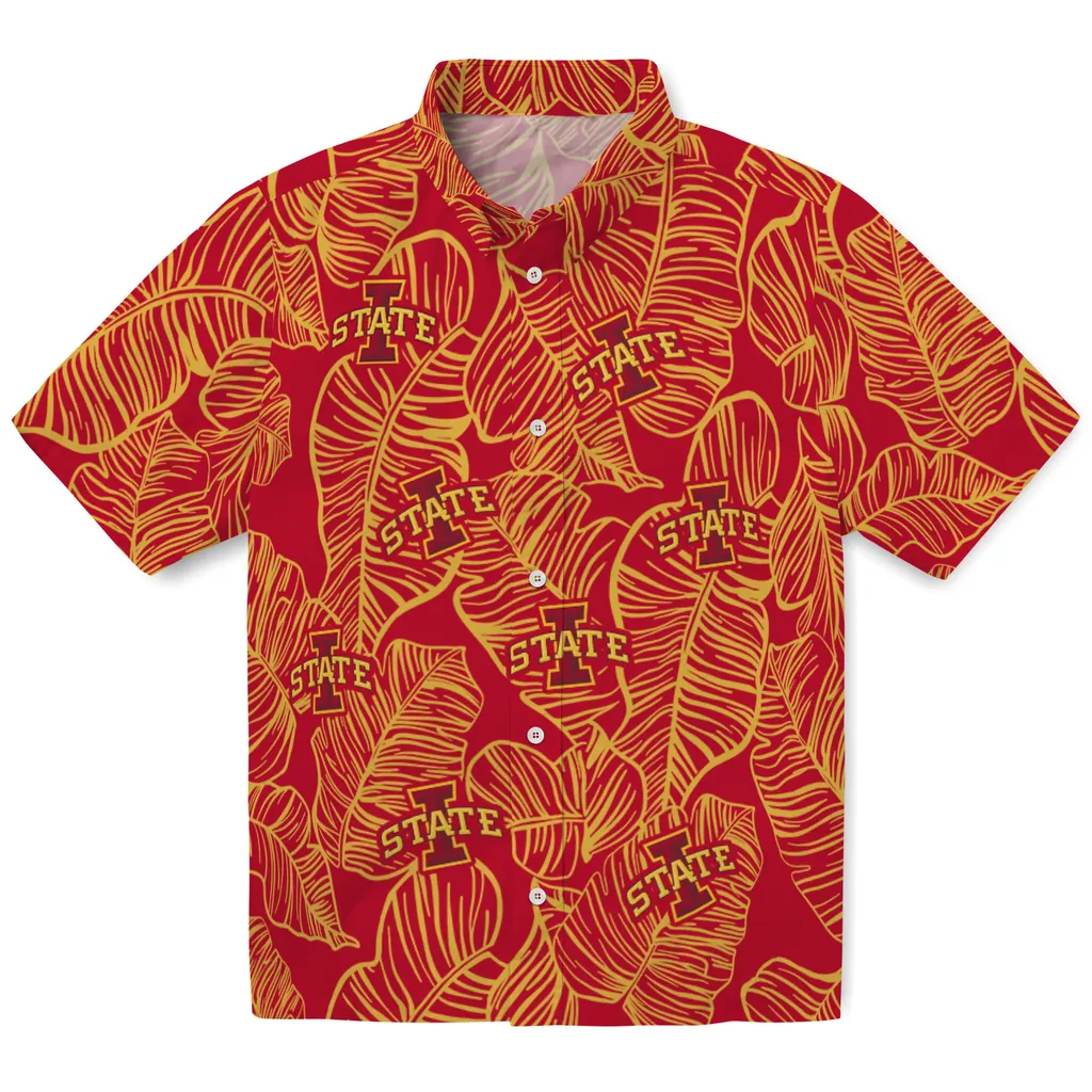 Iowa State Cyclones Hawaiian Shirt - Leaf Outline iowa state cyclones leaf outline red hawaiian shirts best selling