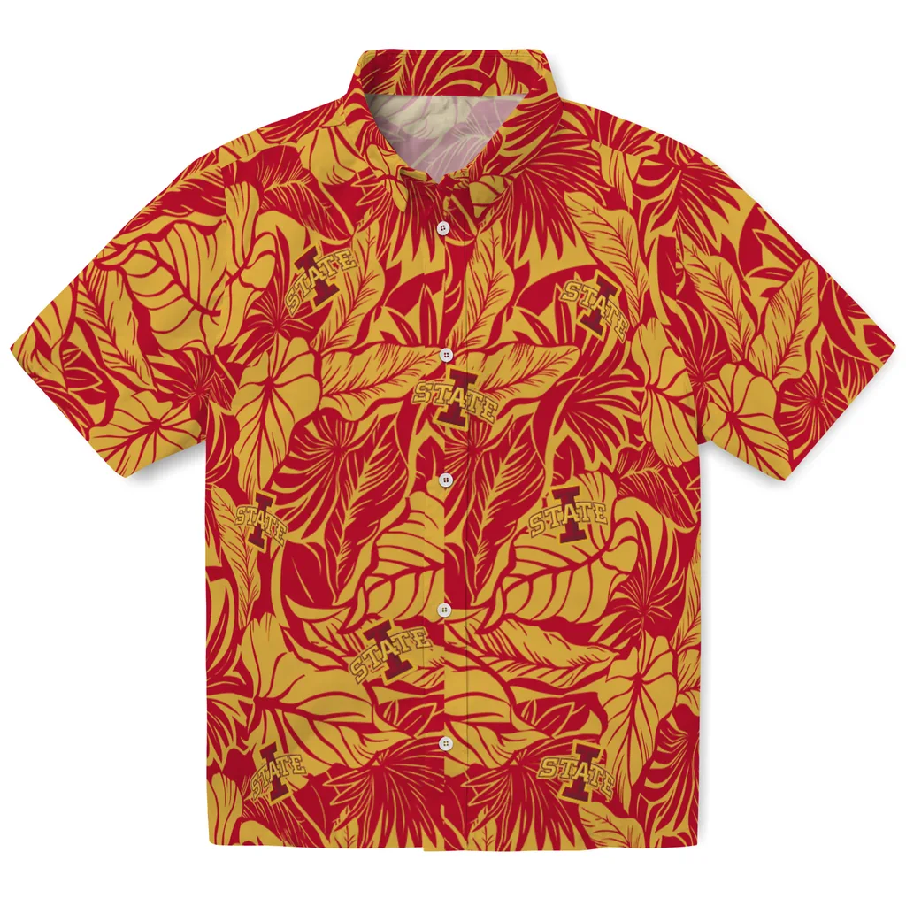 Iowa State Cyclones Hawaiian Shirt - Monstera Layer iowa state cyclones monstera layer red hawaiian shirts best selling