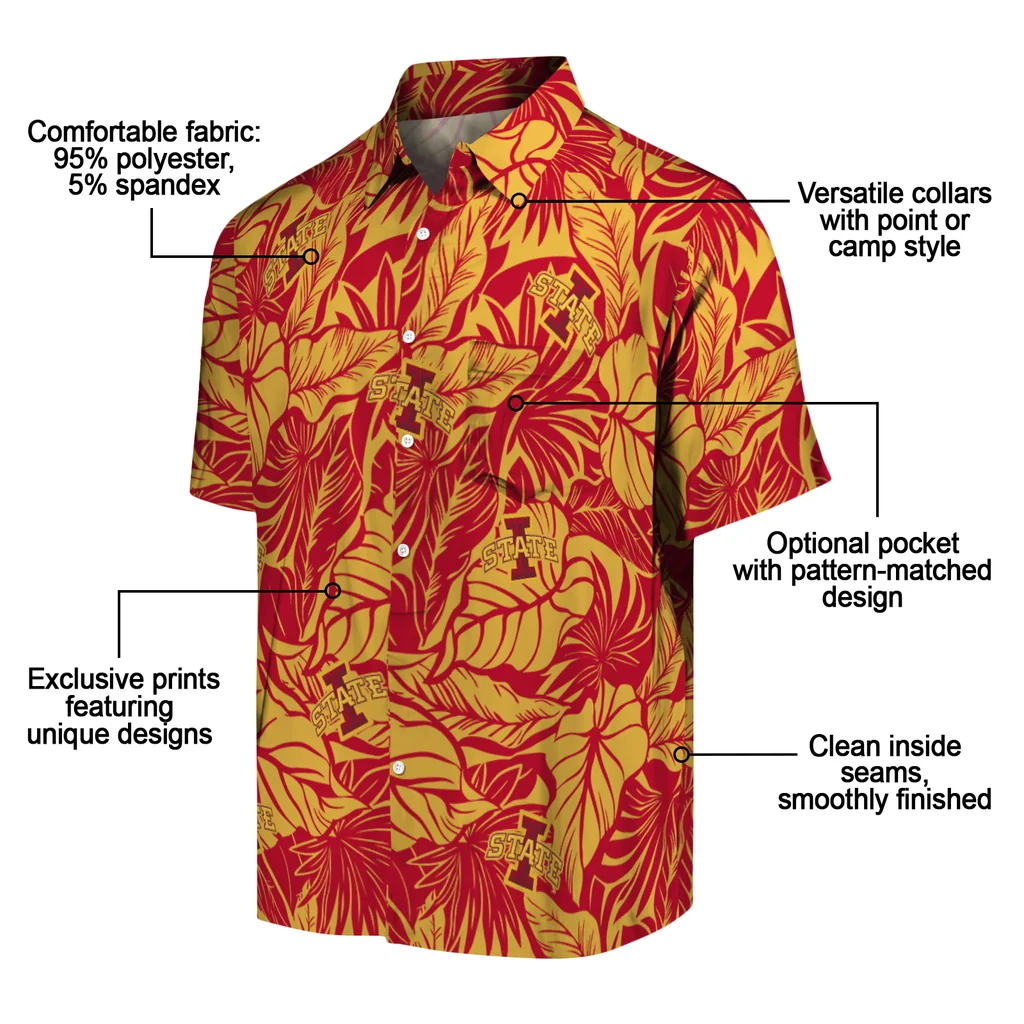 Iowa State Cyclones Hawaiian Shirt - Monstera Layer iowa state cyclones monstera layer red hawaiian shirts new arrival