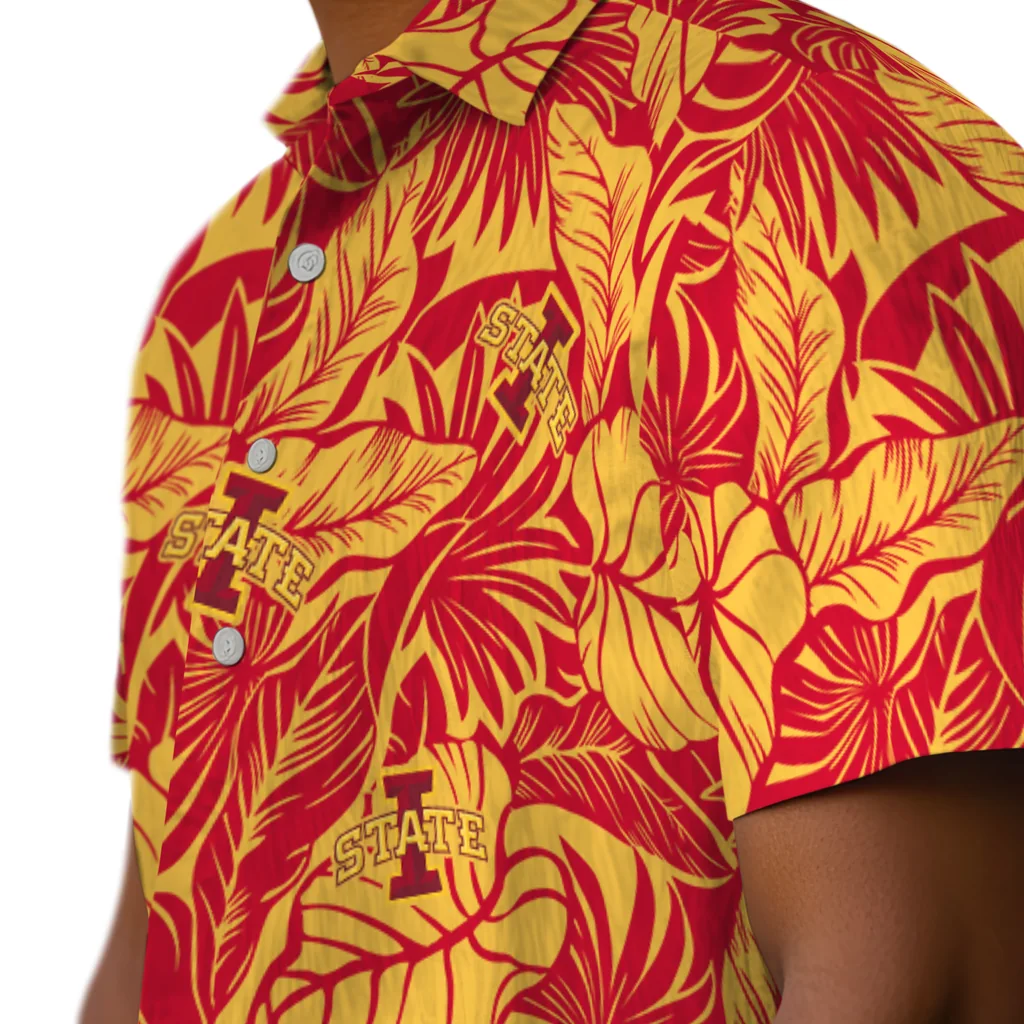 Iowa State Cyclones Hawaiian Shirt - Monstera Layer iowa state cyclones monstera layer red hawaiian shirts trendy