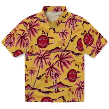 iowa state cyclones palm sunset hawaiian shirts best selling