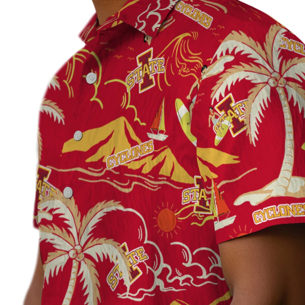 Iowa State Cyclones Hawaiian Shirt - Palm Tree Island iowa state cyclones palm tree island red hawaiian shirts trendy