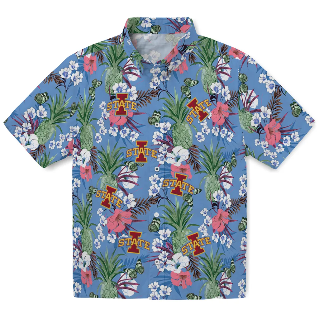Iowa State Cyclones Hawaiian Shirt - Pineapple Bouquet iowa state cyclones pineapple bouquet best sky blue hawaiian shirts best selling