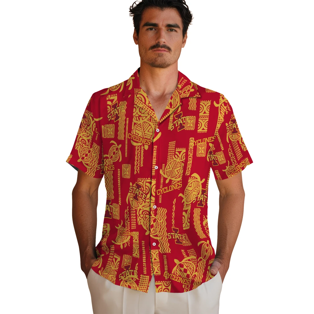 Iowa State Cyclones Hawaiian Shirt - Turtle Lines iowa state cyclones turtle lines red hawaiian shirts fashion forward