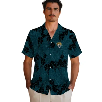 jacksonville jaguars hibiscus petals teal hawaiian shirts fashion forward