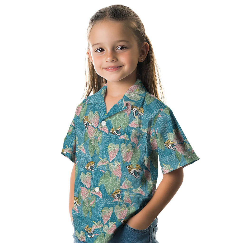 Jacksonville Jaguars Hawaiian Shirt - Anthurium Overlay jacksonville jaguars anthurium overlay teal hawaiian shirts premium grade