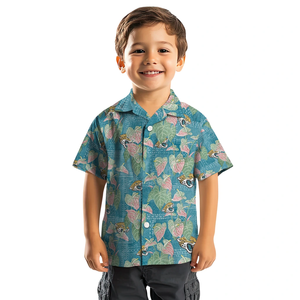 Jacksonville Jaguars Hawaiian Shirt - Anthurium Overlay jacksonville jaguars anthurium overlay teal hawaiian shirts top rated
