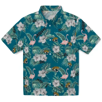 jacksonville jaguars flamingo palms teal hawaiian shirts best selling