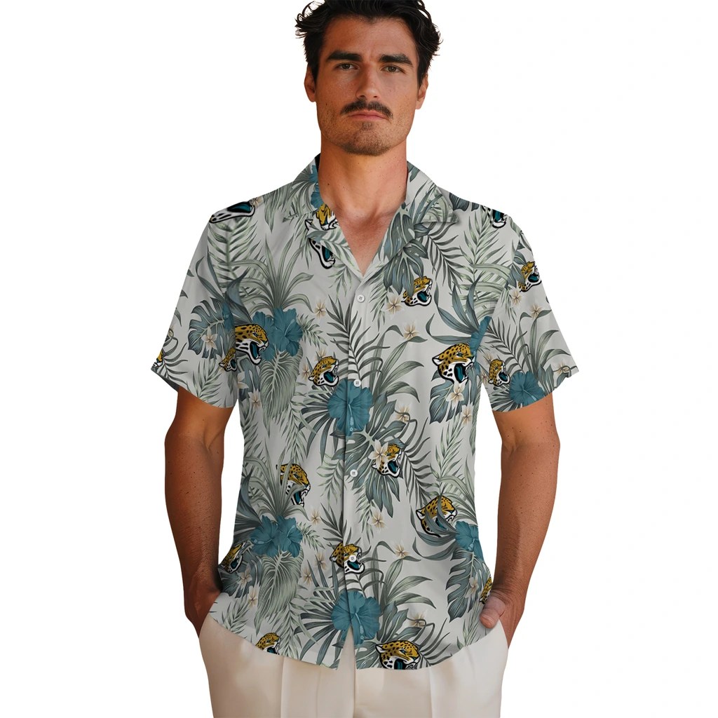Jacksonville Jaguars Hawaiian Shirt - Hibiscus Designs jacksonville jaguars hibiscus designs beige hawaiian shirts fashion forward