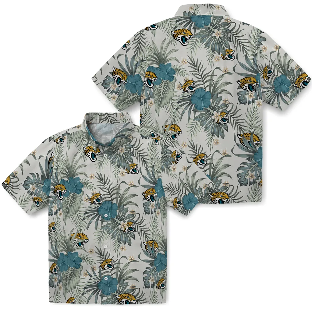 Jacksonville Jaguars Hawaiian Shirt - Hibiscus Designs jacksonville jaguars hibiscus designs beige hawaiian shirts high quality