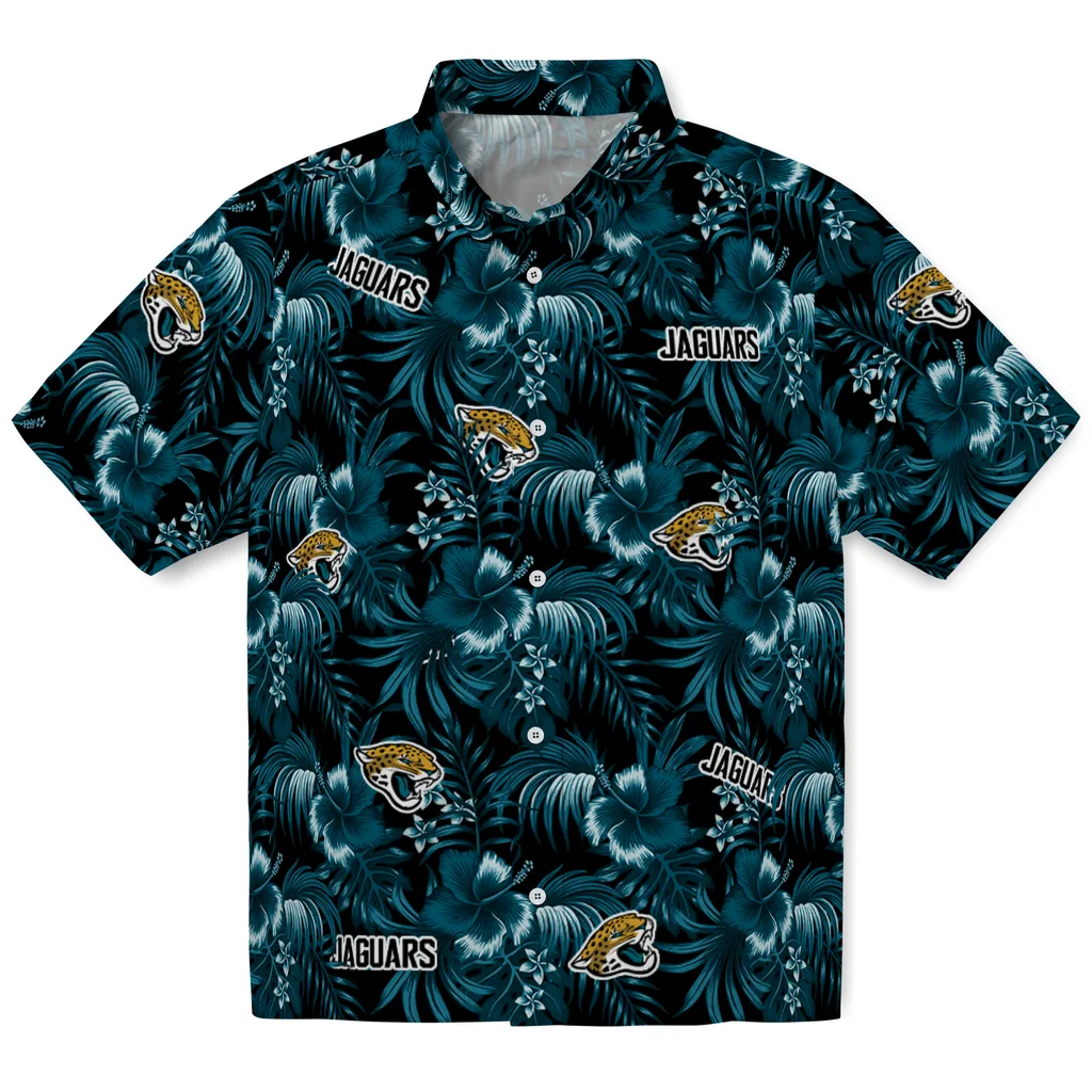 Jacksonville Jaguars Hawaiian Shirt - Hibiscus Exotic jacksonville jaguars hibiscus exotic teal hawaiian shirts best selling