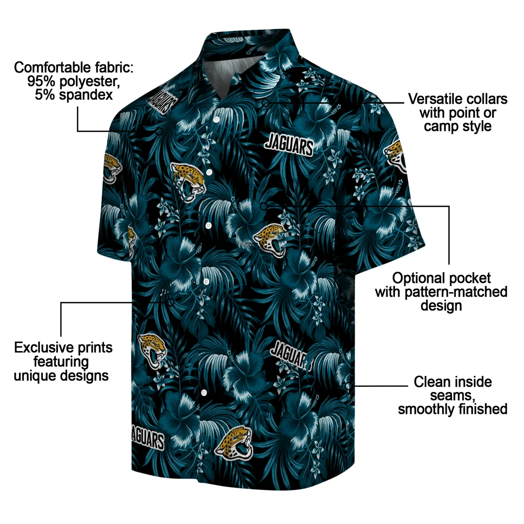 Jacksonville Jaguars Hawaiian Shirt - Hibiscus Exotic jacksonville jaguars hibiscus exotic teal hawaiian shirts new arrival