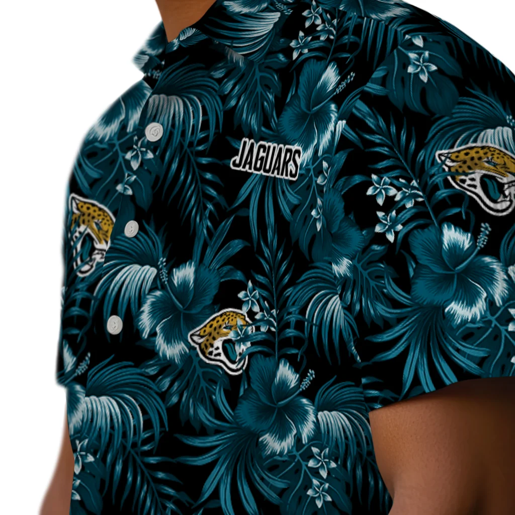 Jacksonville Jaguars Hawaiian Shirt - Hibiscus Exotic jacksonville jaguars hibiscus exotic teal hawaiian shirts trendy