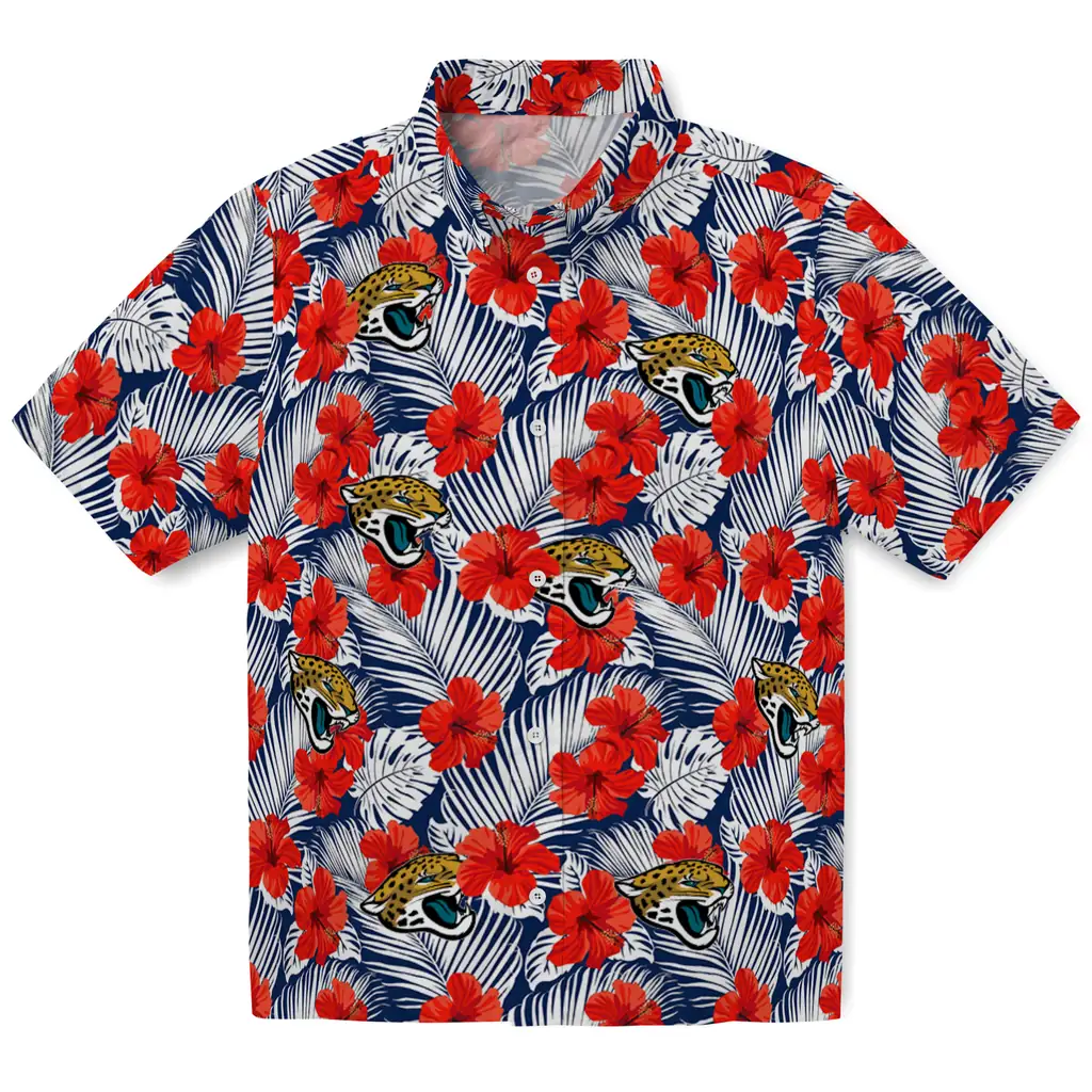 Jacksonville Jaguars Hawaiian Shirt - Hibiscus Fiesta jacksonville jaguars hibiscus fiesta red royal blue hawaiian shirts best selling
