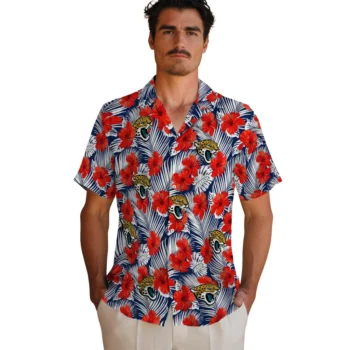 jacksonville jaguars hibiscus fiesta red royal blue hawaiian shirts fashion forward