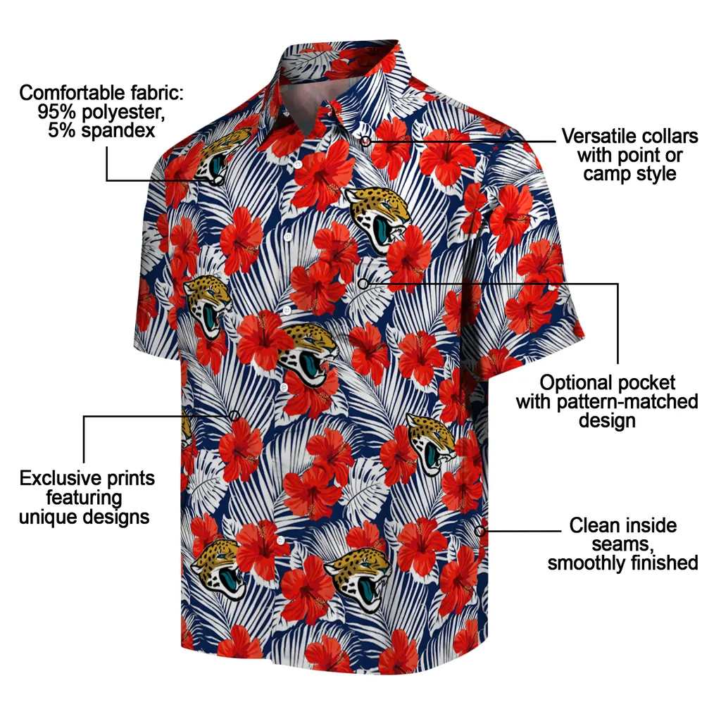 Jacksonville Jaguars Hawaiian Shirt - Hibiscus Fiesta jacksonville jaguars hibiscus fiesta red royal blue hawaiian shirts new arrival